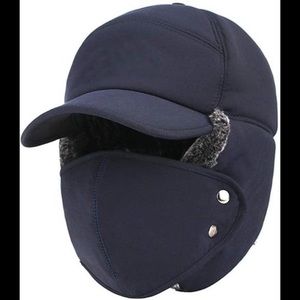 Mens Winter Warm Facemask Cap, 3 in 1 Bomber Hat with Full Face Ear Flap